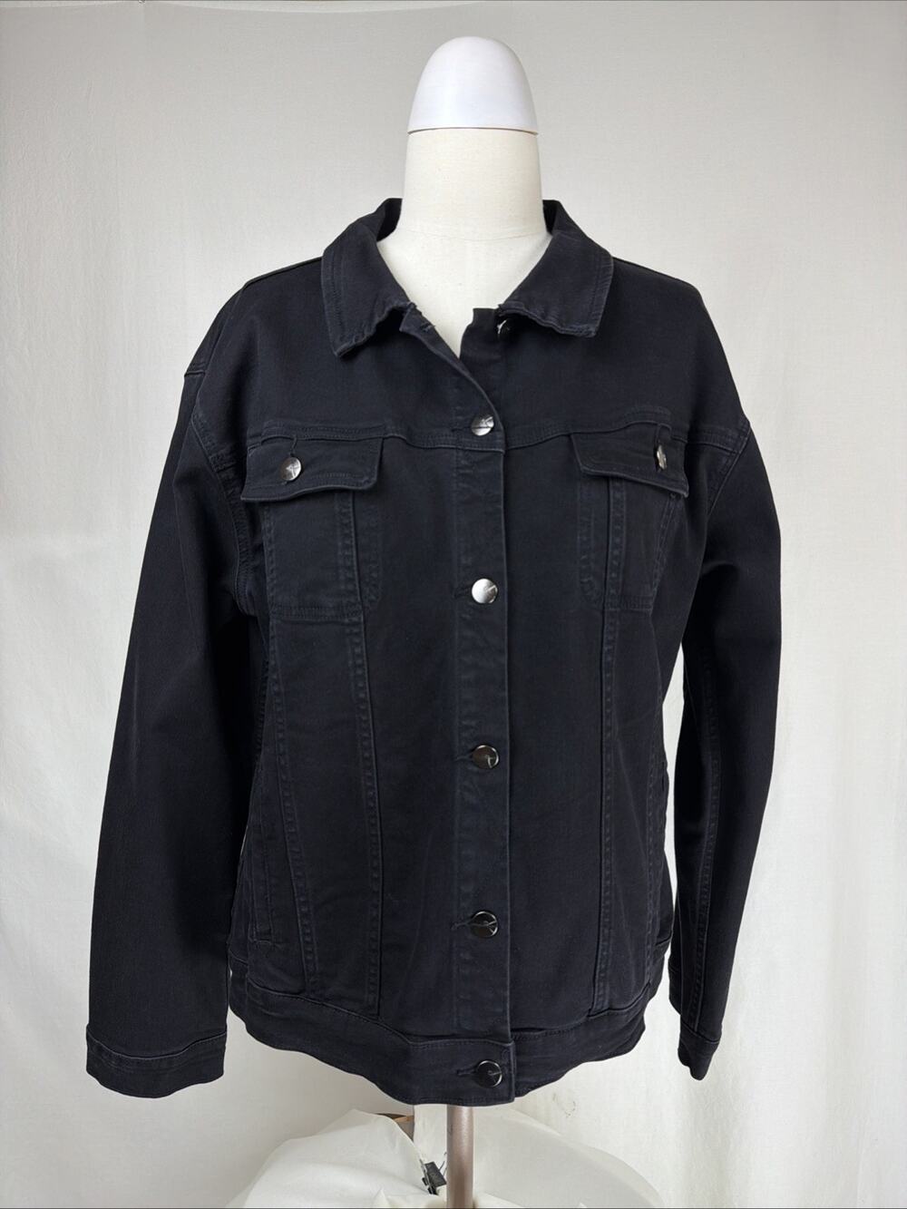NWT Lola Jeans Black Button Up Pockets Demin Jacket 2X #0717